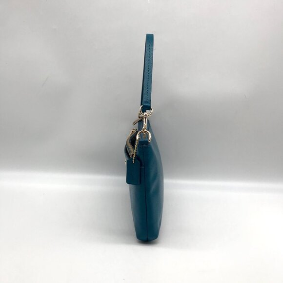 Coach Teal Crossgrain Leather Pop Pouch - Picture 4 of 10